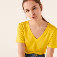 T-shirt épais Supima à col V - Summer Yellow