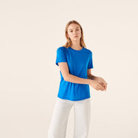 T-shirt droit Supima à col rond - Blue Sky