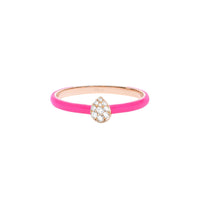 Bague Poire en Or rose 18K sertie de diamants - Rose fluo