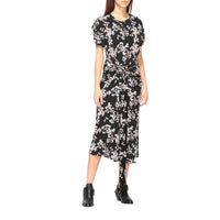 Robe longue ceinturée à imprimé - Black Sakura