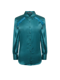 Chemise Les intemporels en soie - Emeraude & Paon