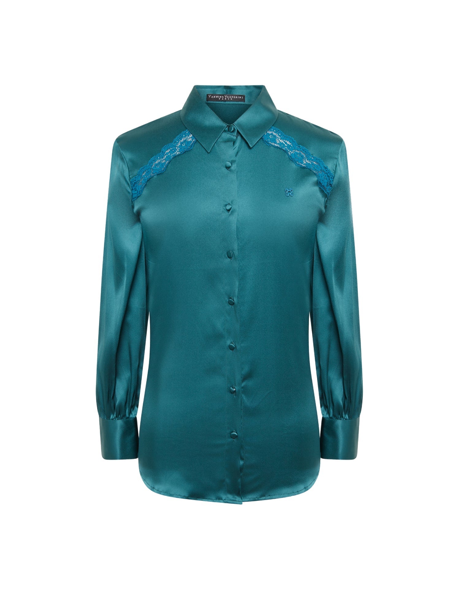 Chemise Les intemporels en soie - Emeraude & Paon