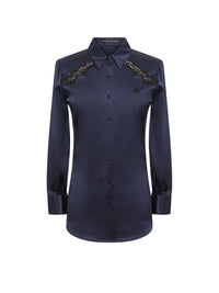 Chemise Les intemporels en soie - Océan & Noir