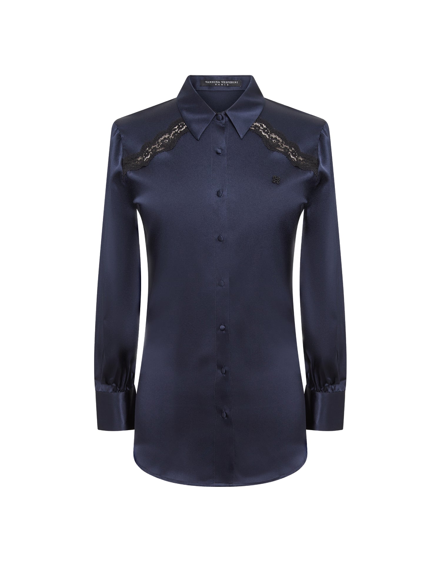 Chemise Les intemporels en soie - Océan & Noir