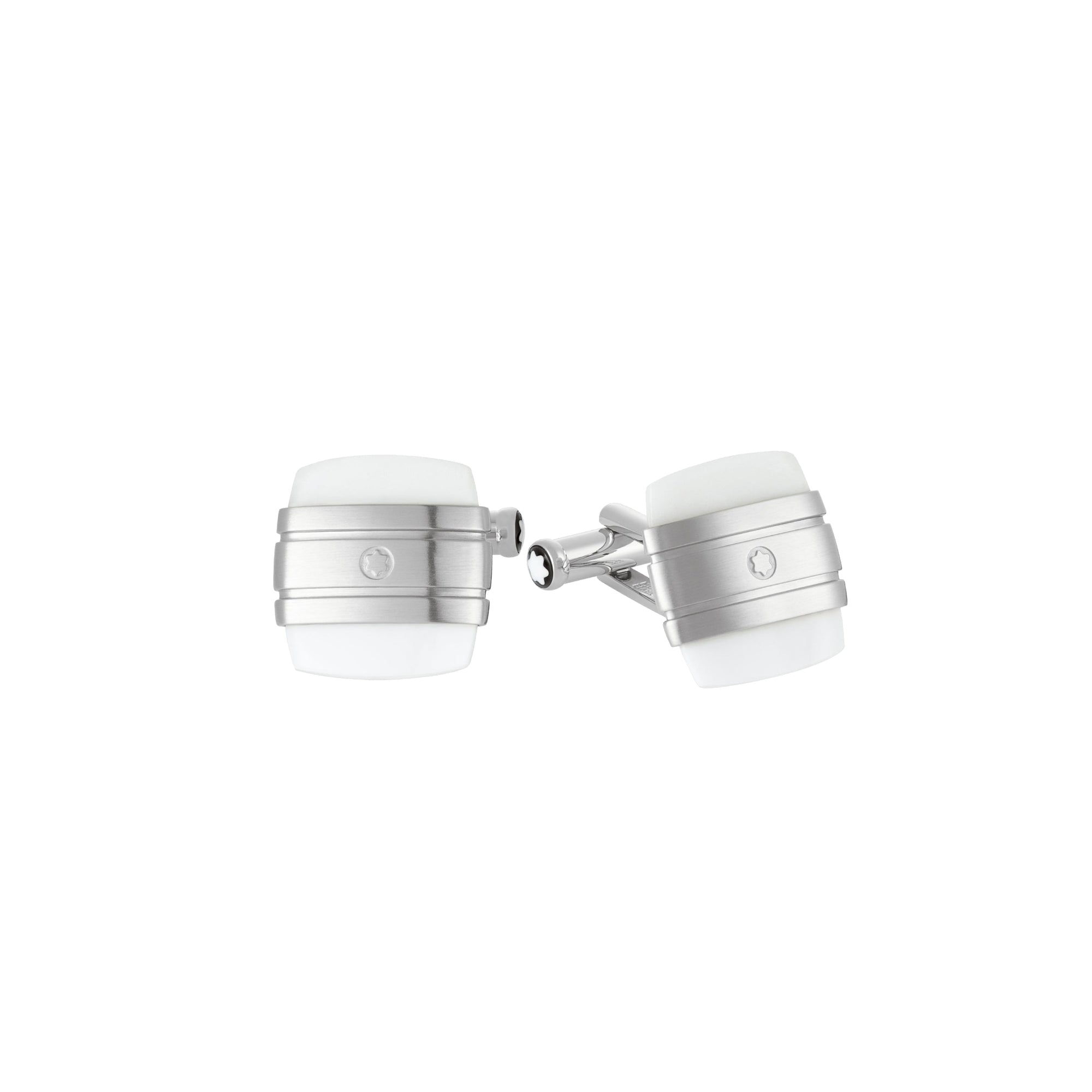 Boutons de manchette carrés classiques - Argent & Blanc