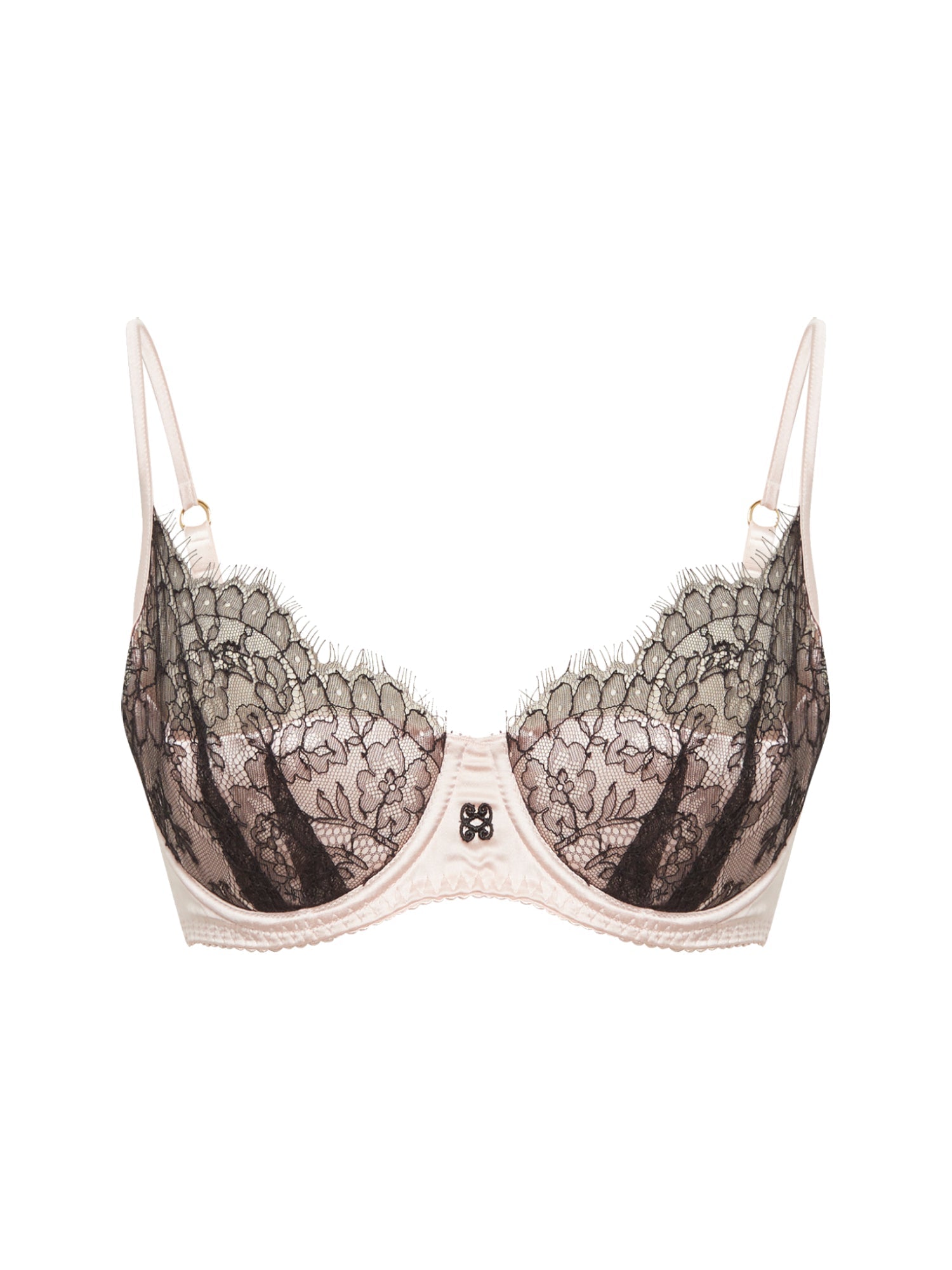 Soutien-Gorge 1/2 cup Marquise en soie - Poudre & Noir