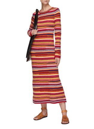 Robe manches longues en cachemire - Multicolor Red