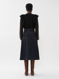 Blouse plissée en laine - Black