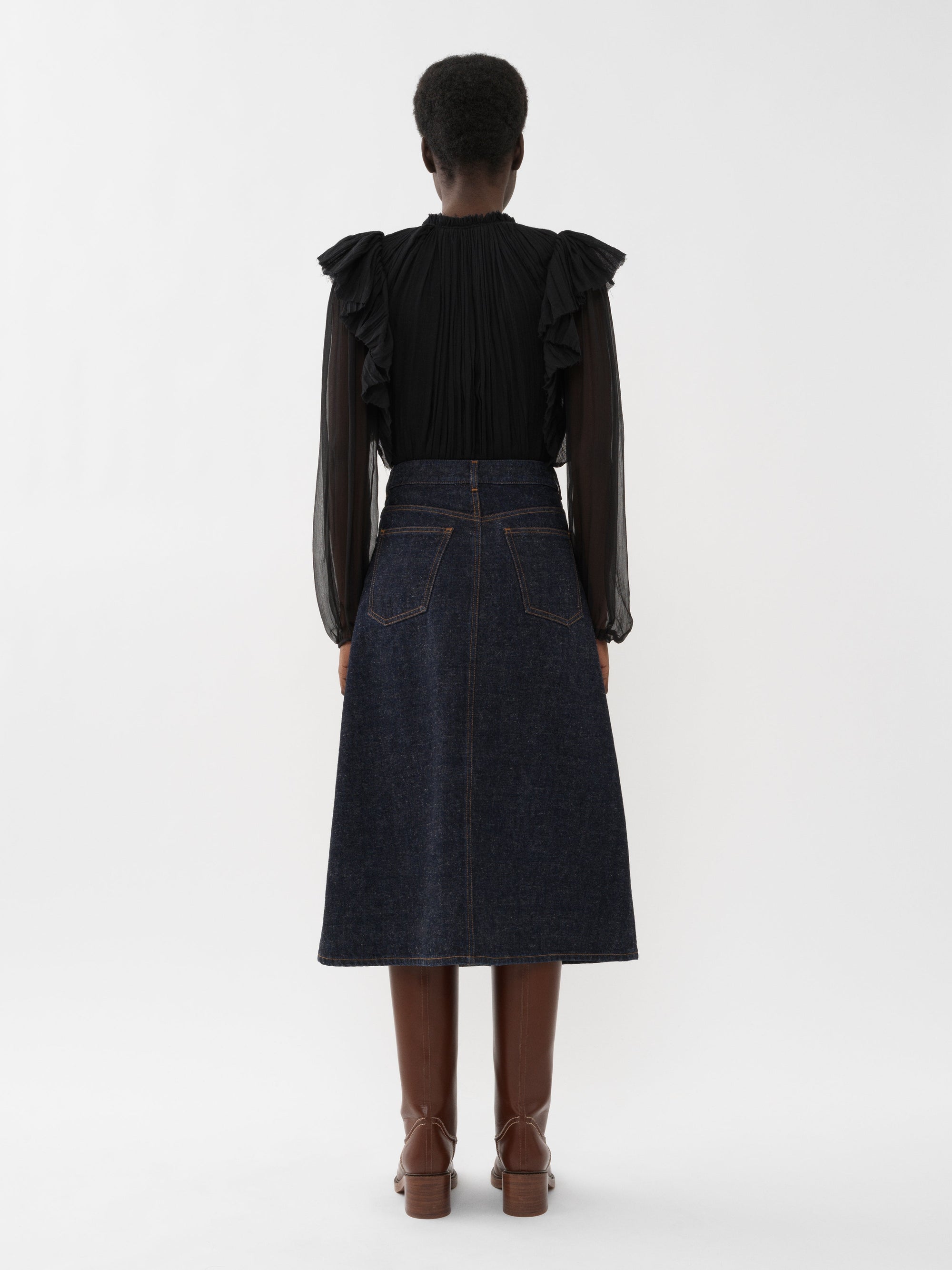 Blouse plissée en laine - Black