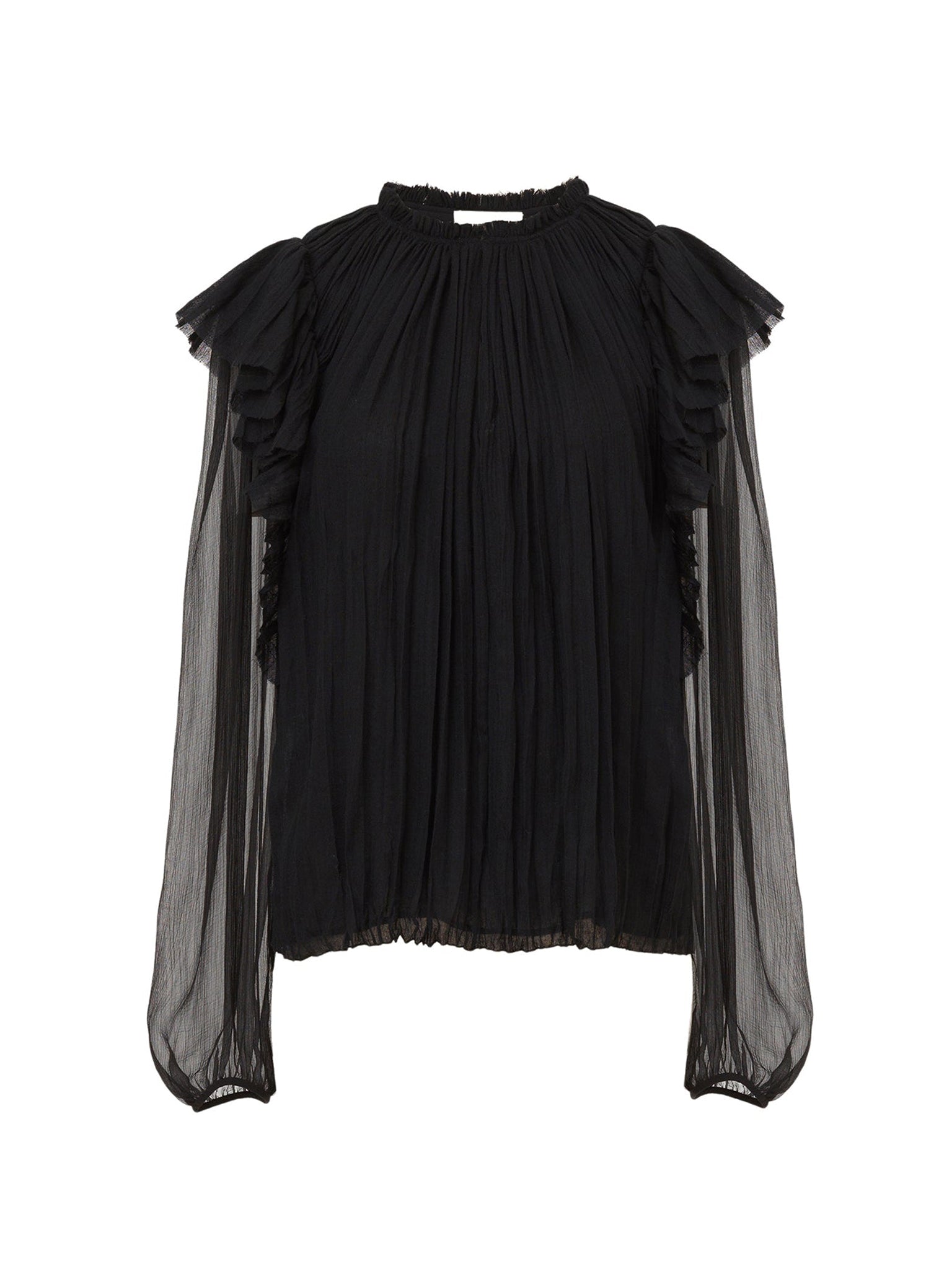 Blouse plissée en laine - Black