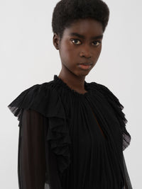 Blouse plissée en laine - Black