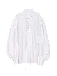 Top en jacquard piqué de coton "renaissance" - Blanc