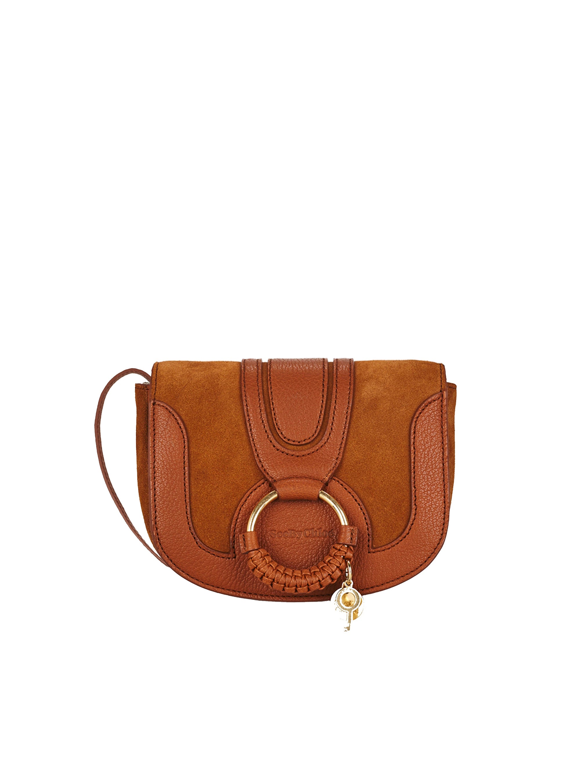 Mini sac Hana en cuir grainé et suédé - Caramello
