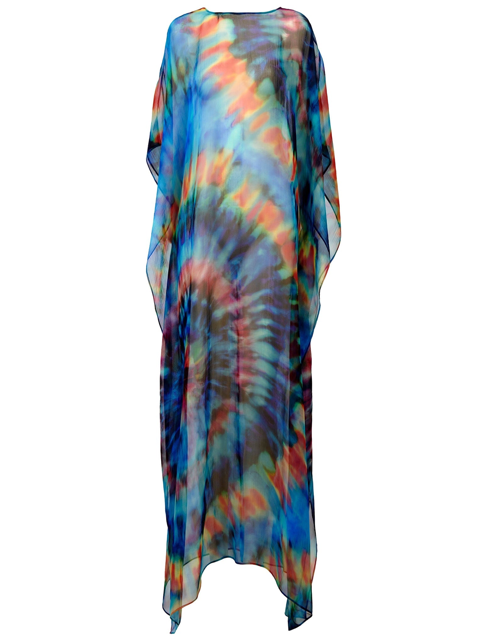 Robe en crépon de soie biologique à imprimé tie-dye - Multicolor Bleu