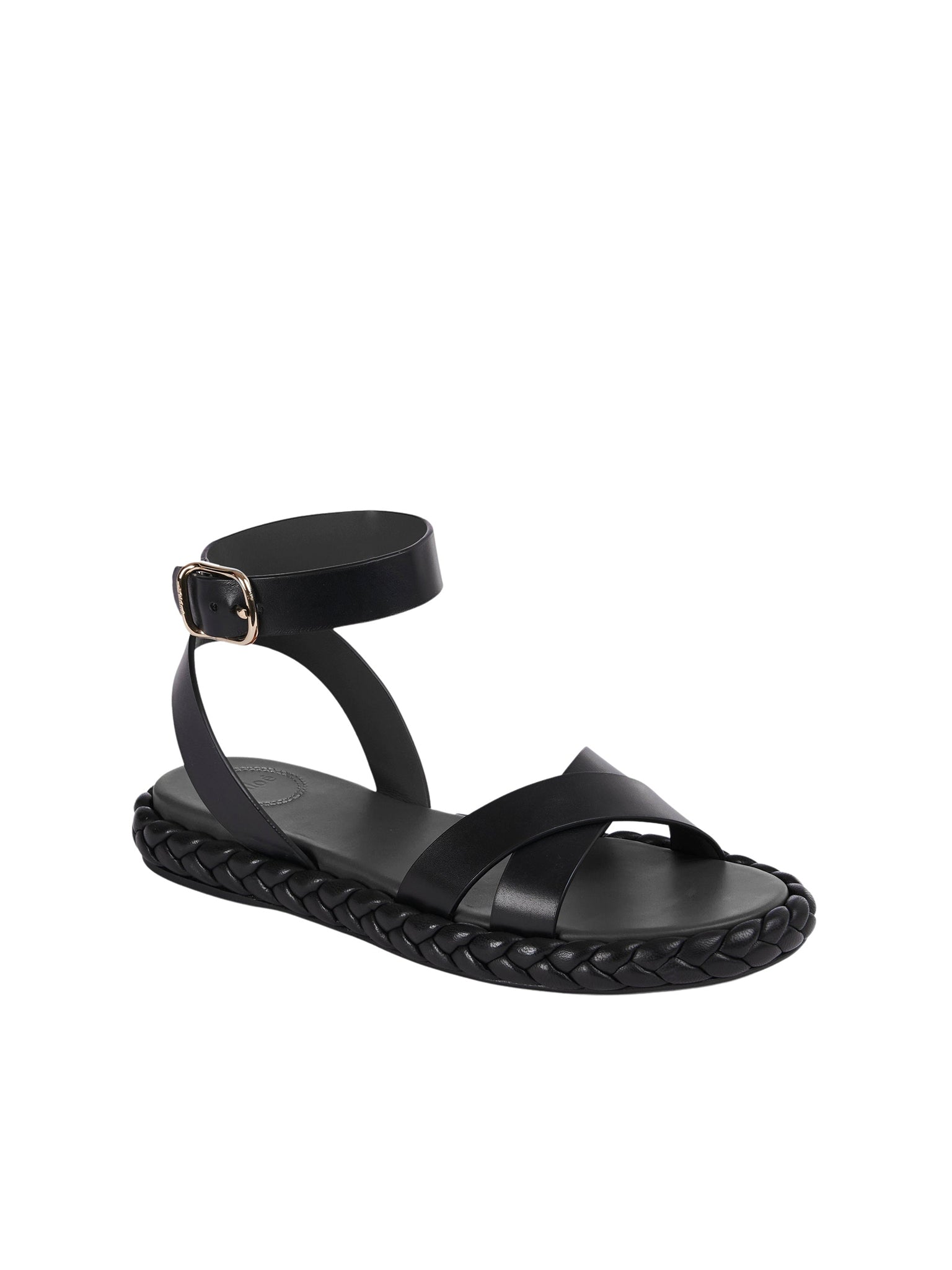 Sandales plates Pip en cuir lisse - Noir