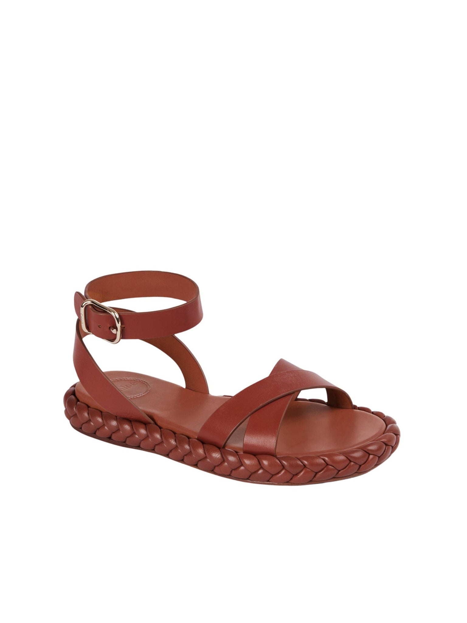 Sandales plates Pip en cuir lisse - Brun Cuivré
