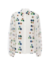 Top avec impression fusion en crêpe biologique - Multicolor