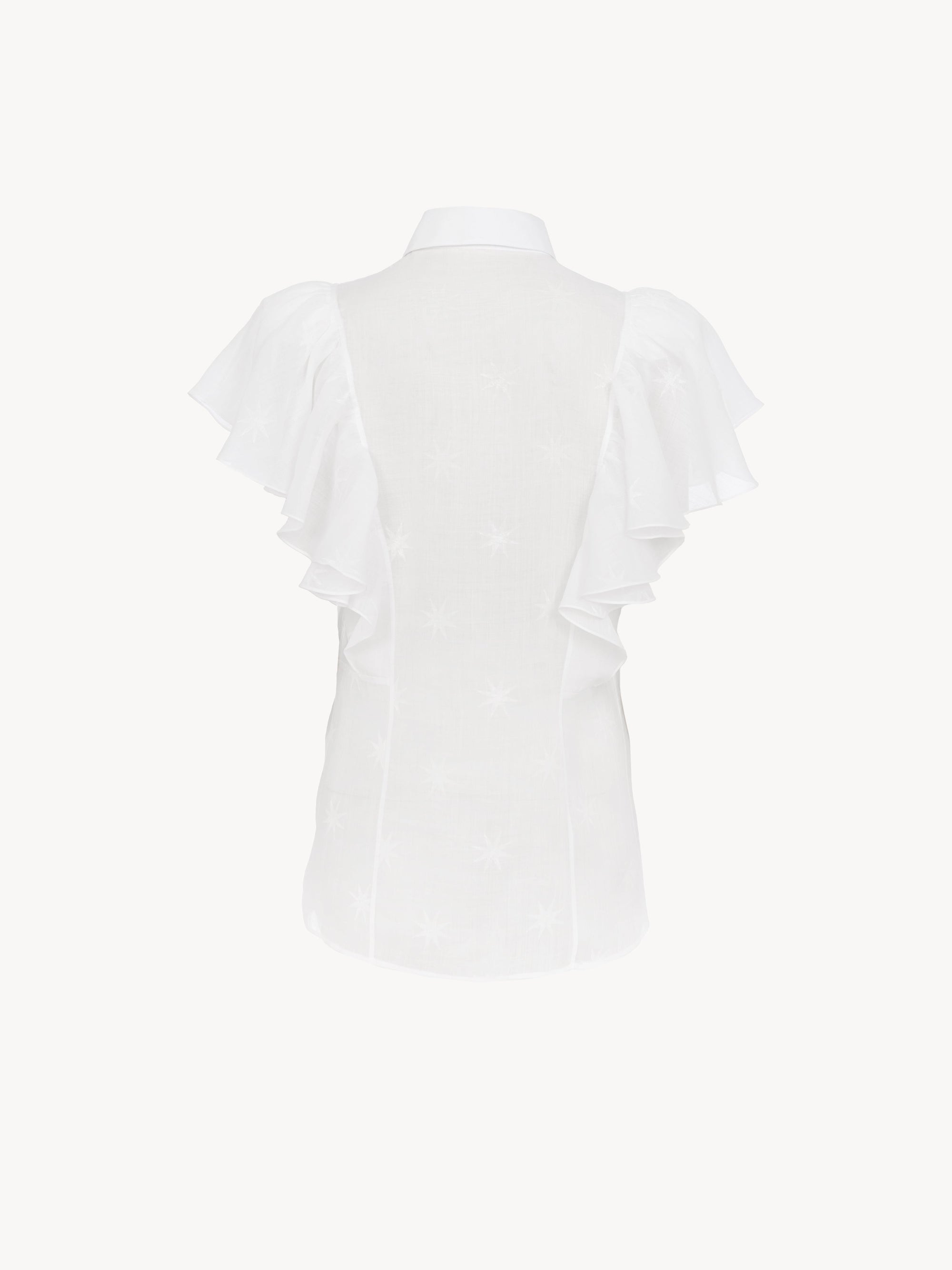 Top en voile de ramie à imprimé étoiles - White