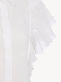Top en voile de ramie à imprimé étoiles - White
