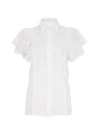 Top en voile de ramie à imprimé étoiles - White