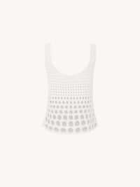 Top ovale en maille de soie - Blanc