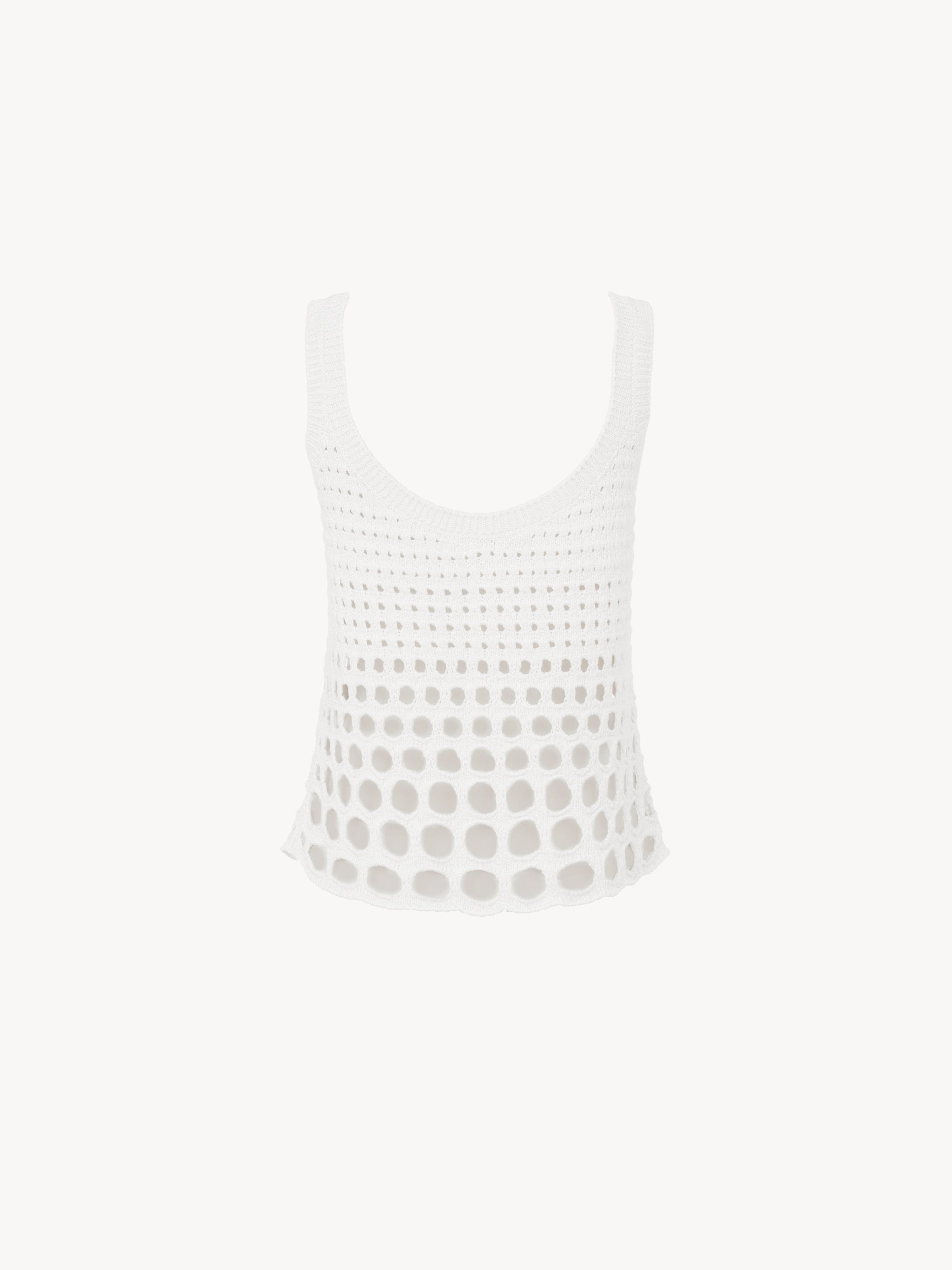 Top ovale en maille de soie - Blanc