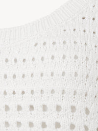 Top ovale en maille de soie - Blanc