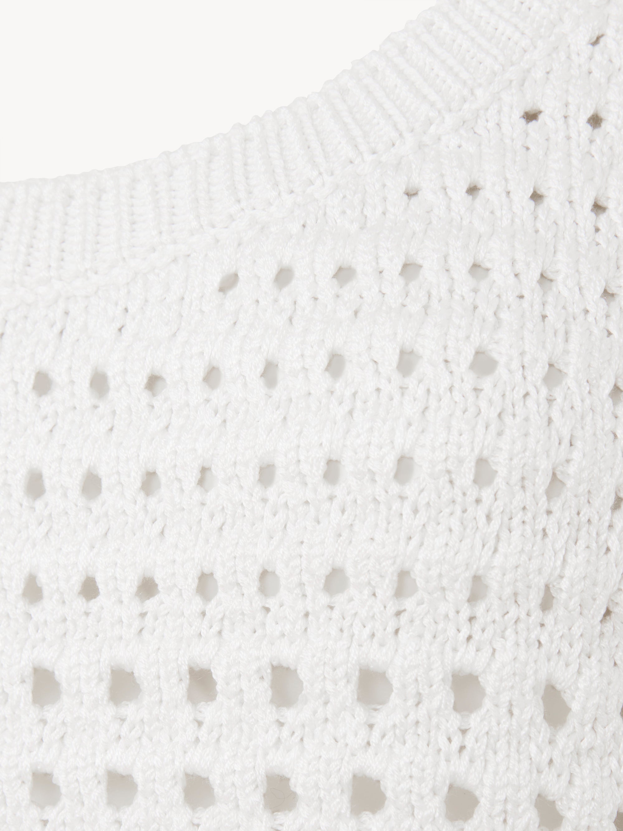 Top ovale en maille de soie - Blanc