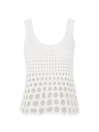 Top ovale en maille de soie - Blanc