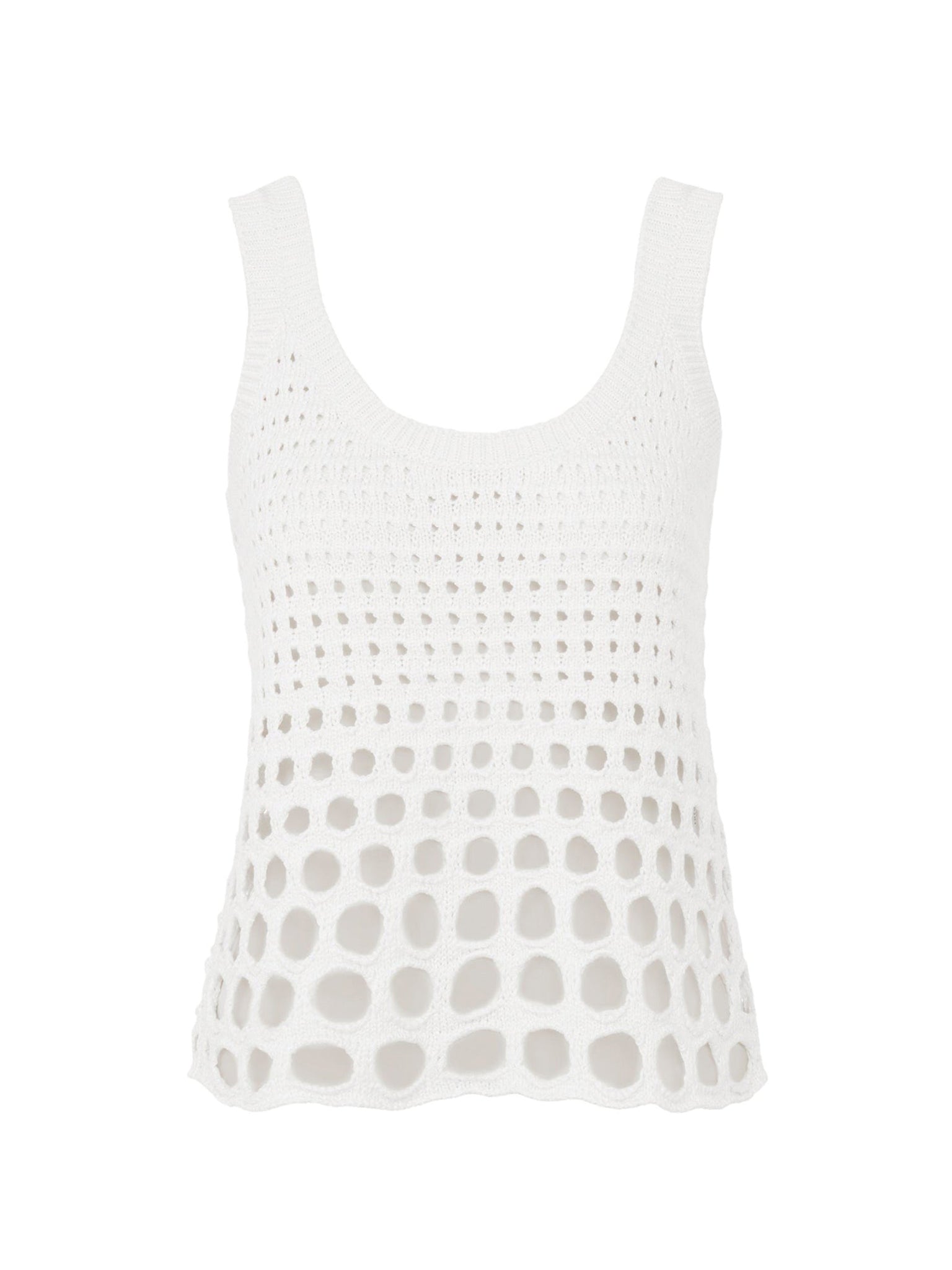 Top ovale en maille de soie - Blanc
