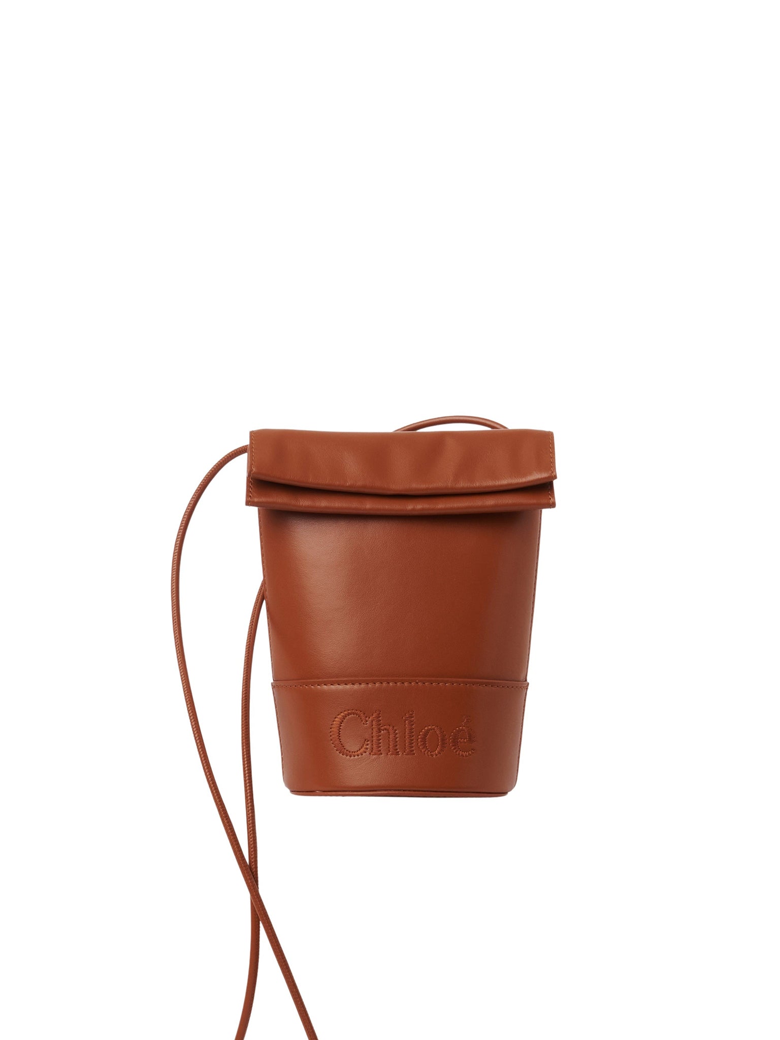 Portefeuille seau Sense en cuir brillant - Caramel