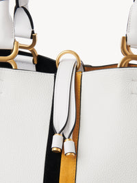 Petit cabas Marcie à bande bicolore en cuir grainé et daim - Multicolor Blanc