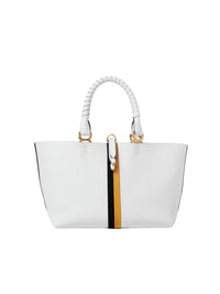 Petit cabas Marcie à bande bicolore en cuir grainé et daim - Multicolor Blanc