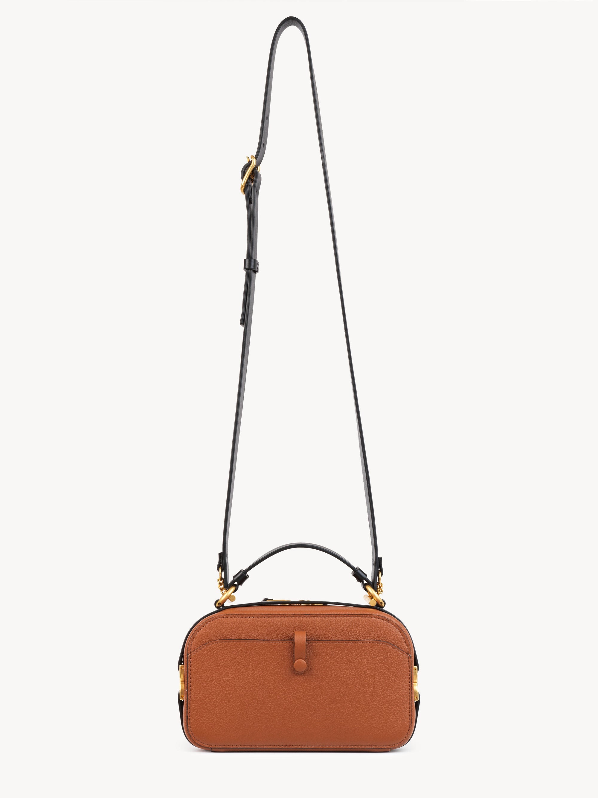 Sac Marcie vanité en cuir grainé et brillant - Tan