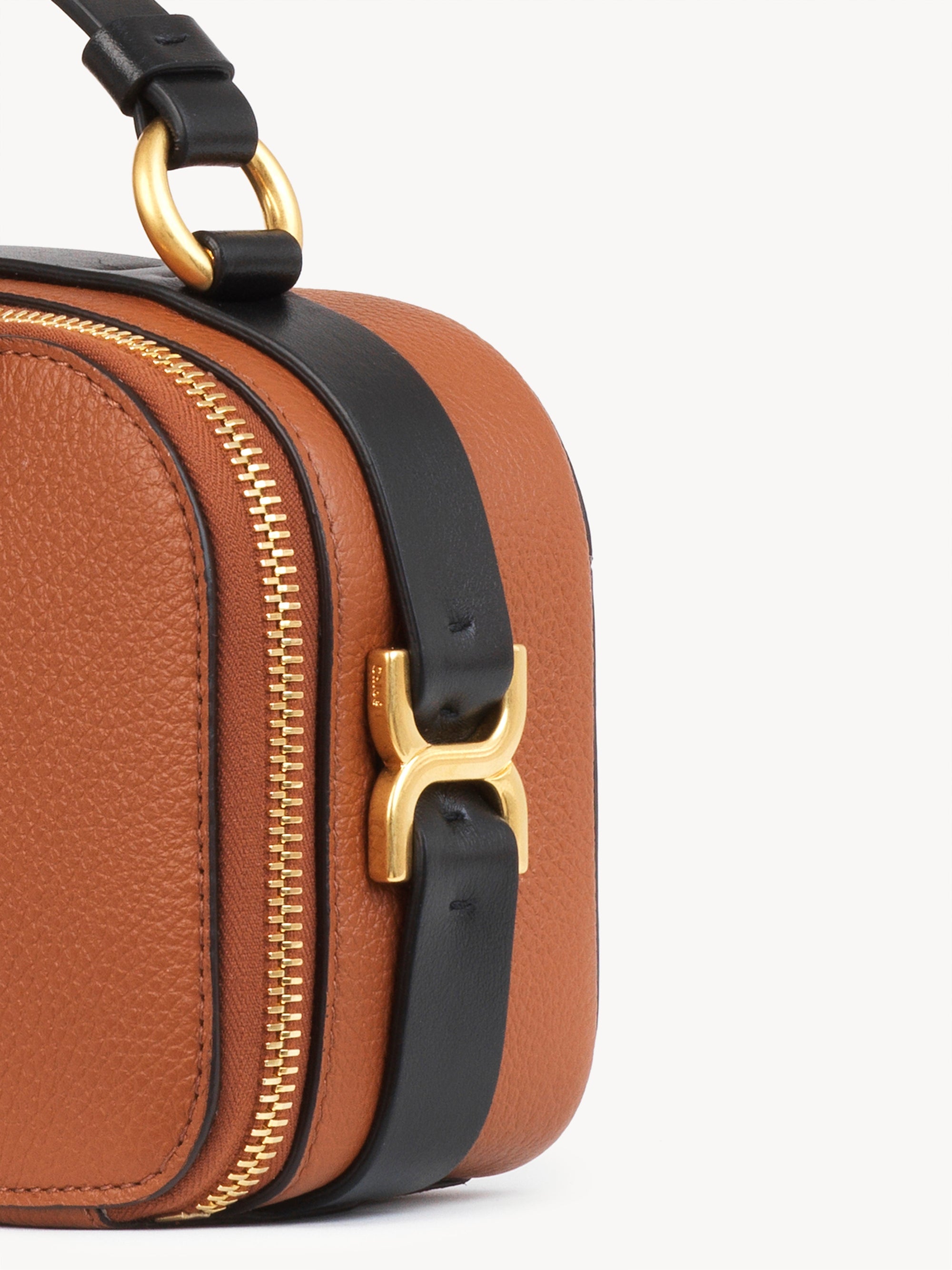 Sac Marcie vanité en cuir grainé et brillant - Tan