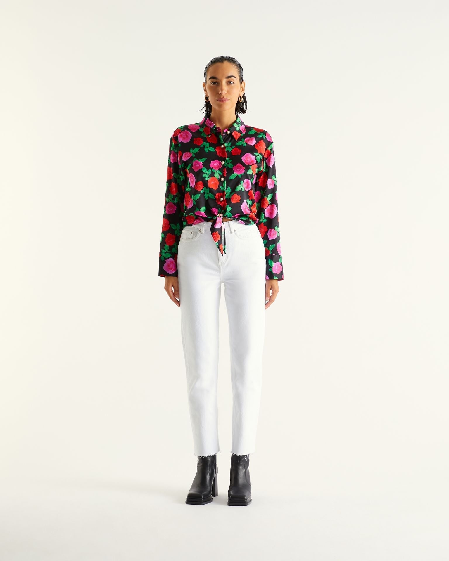 Chemise Emma en soie - Winter Roses