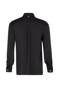 Chemise ornée de boutons Swarovski en satin - Noir