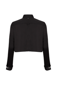 Chemise courte à boutons Swarovski - Noir