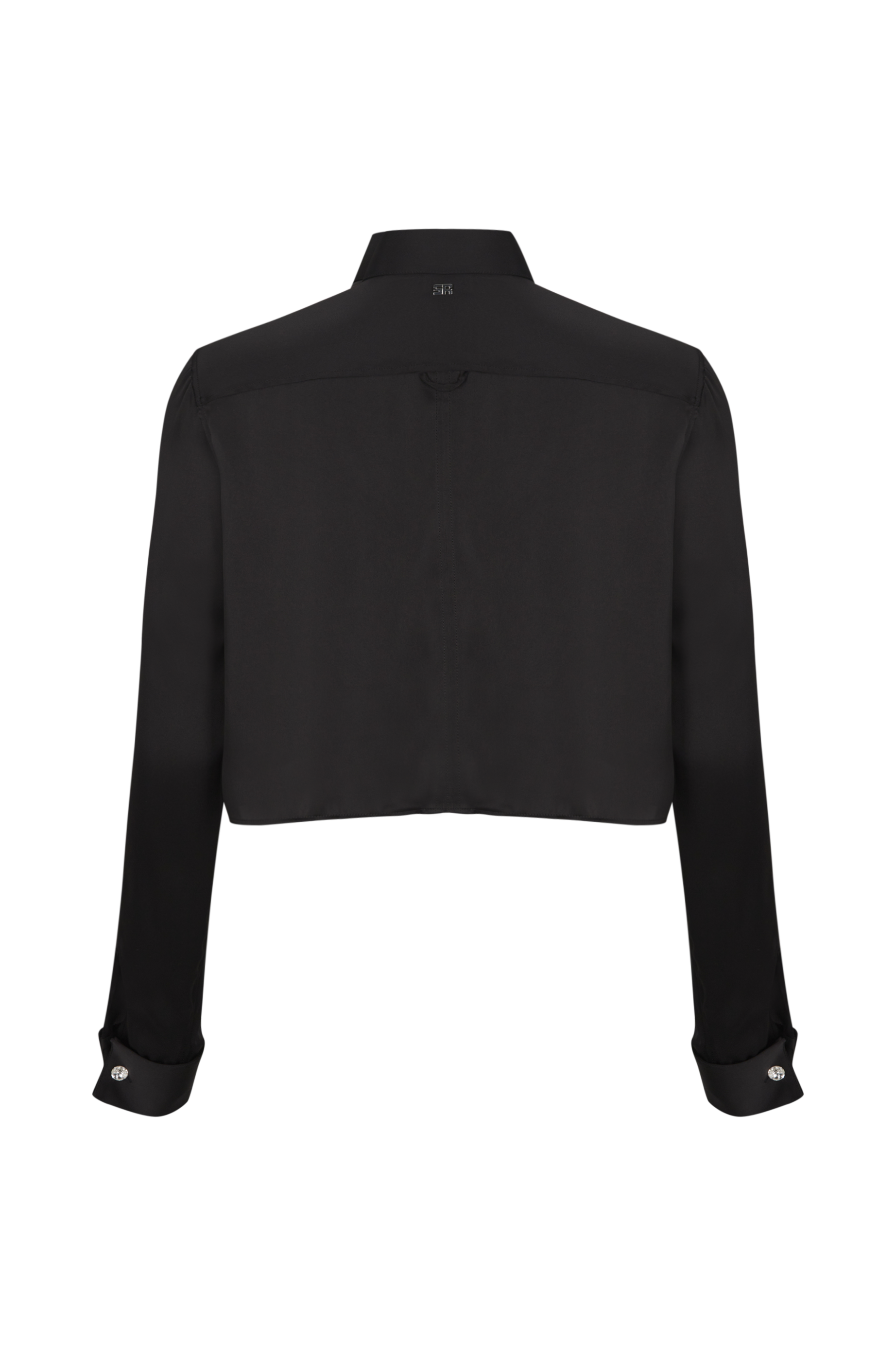 Chemise courte à boutons Swarovski - Noir