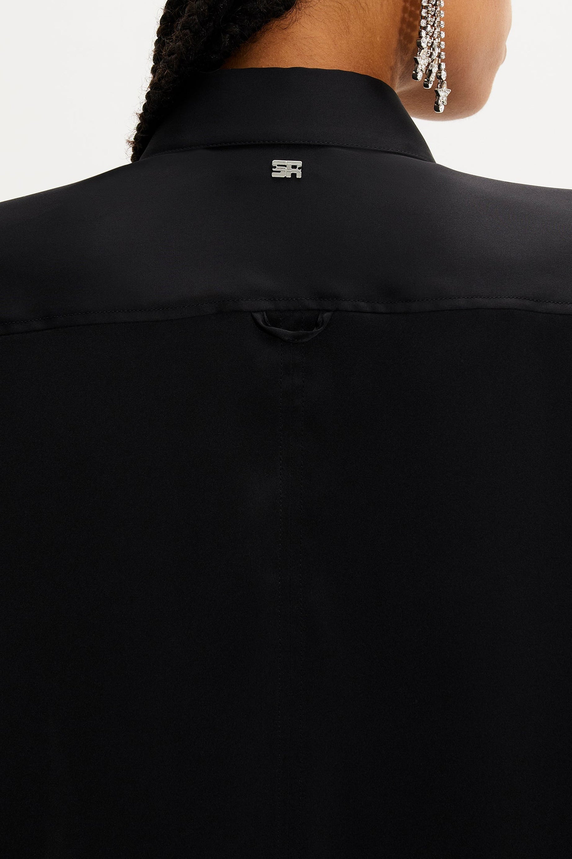 Chemise courte à boutons Swarovski - Noir