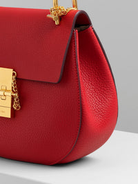 Sac porté épaule Drew en cuir - Plaid Red