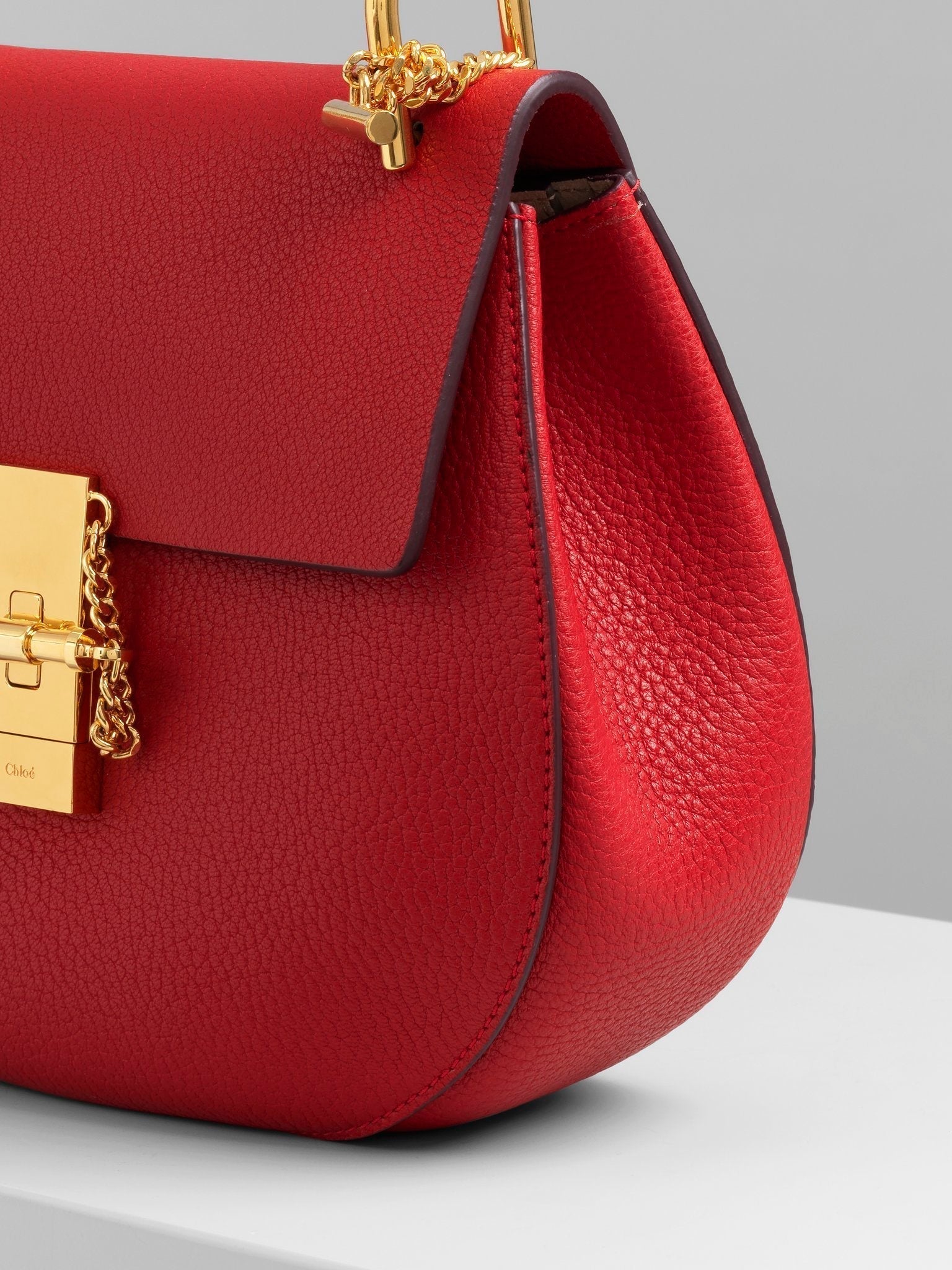 Sac porté épaule Drew en cuir - Plaid Red