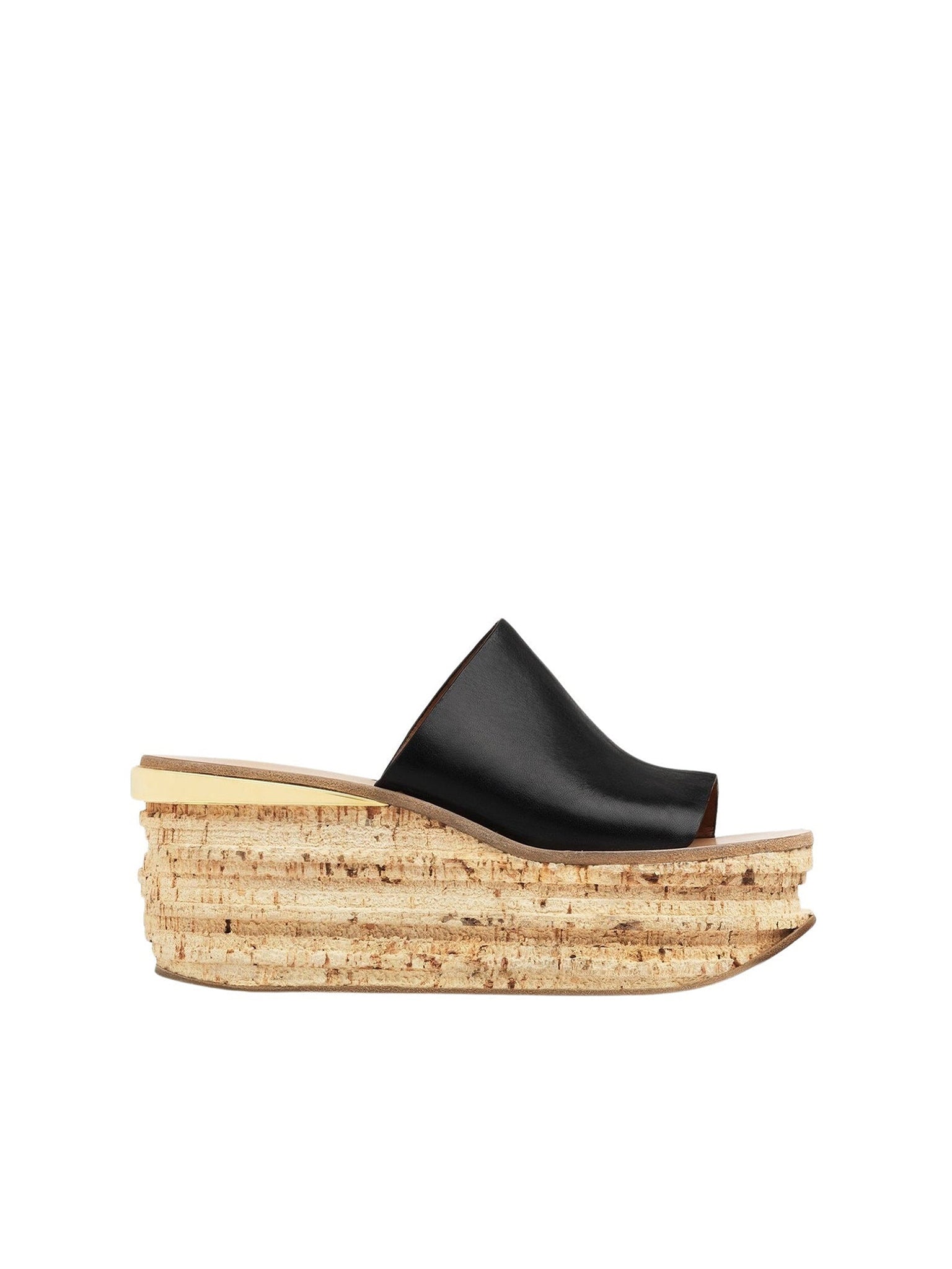 Mules Camille compensées en cuir - Black