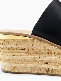 Mules Camille compensées en cuir - Black