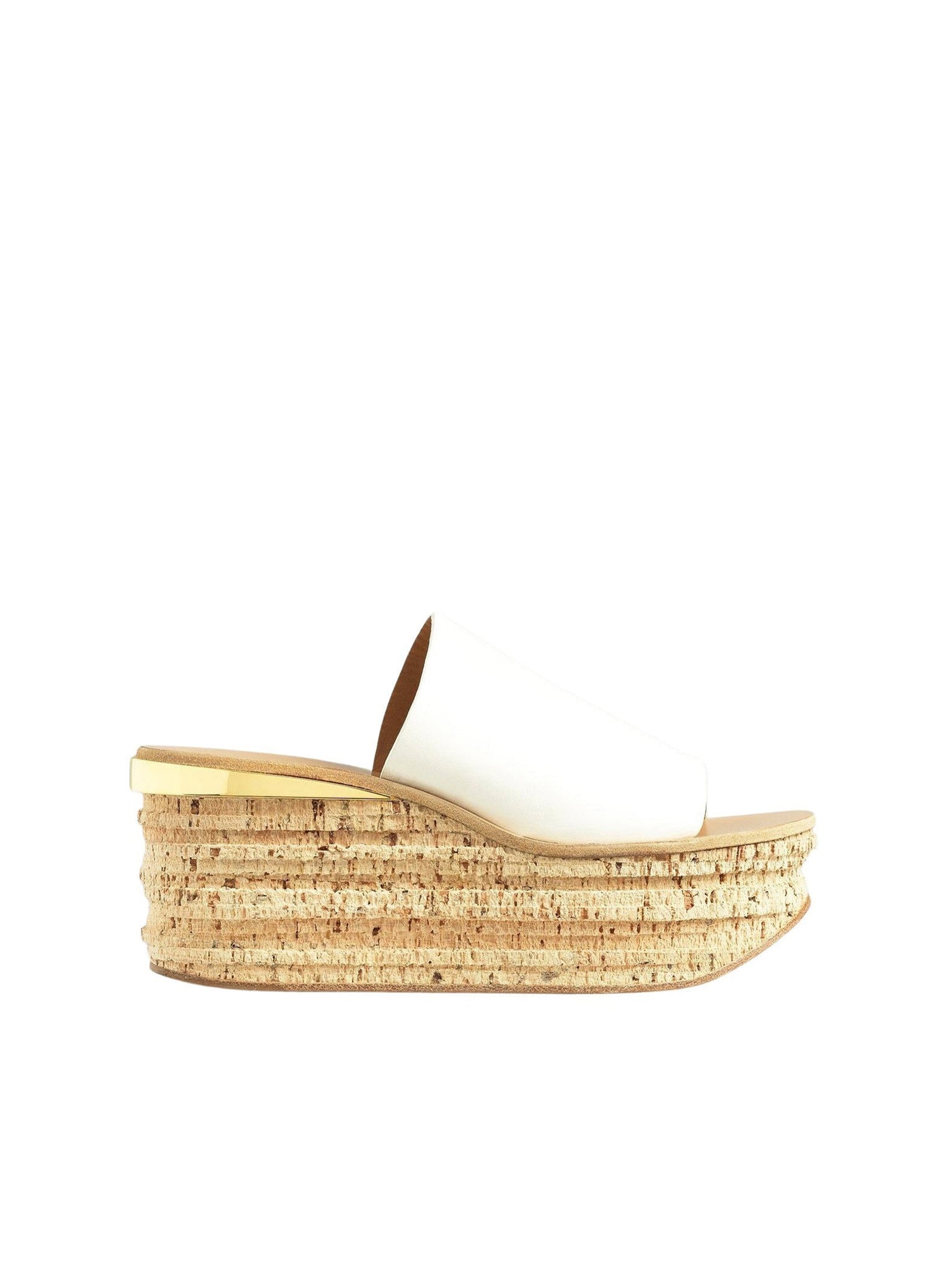 Mules Camille compensées en cuir - White