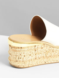 Mules Camille compensées en cuir - White