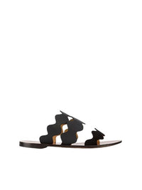 Sandales Lauren plates en cuir lisse - Black