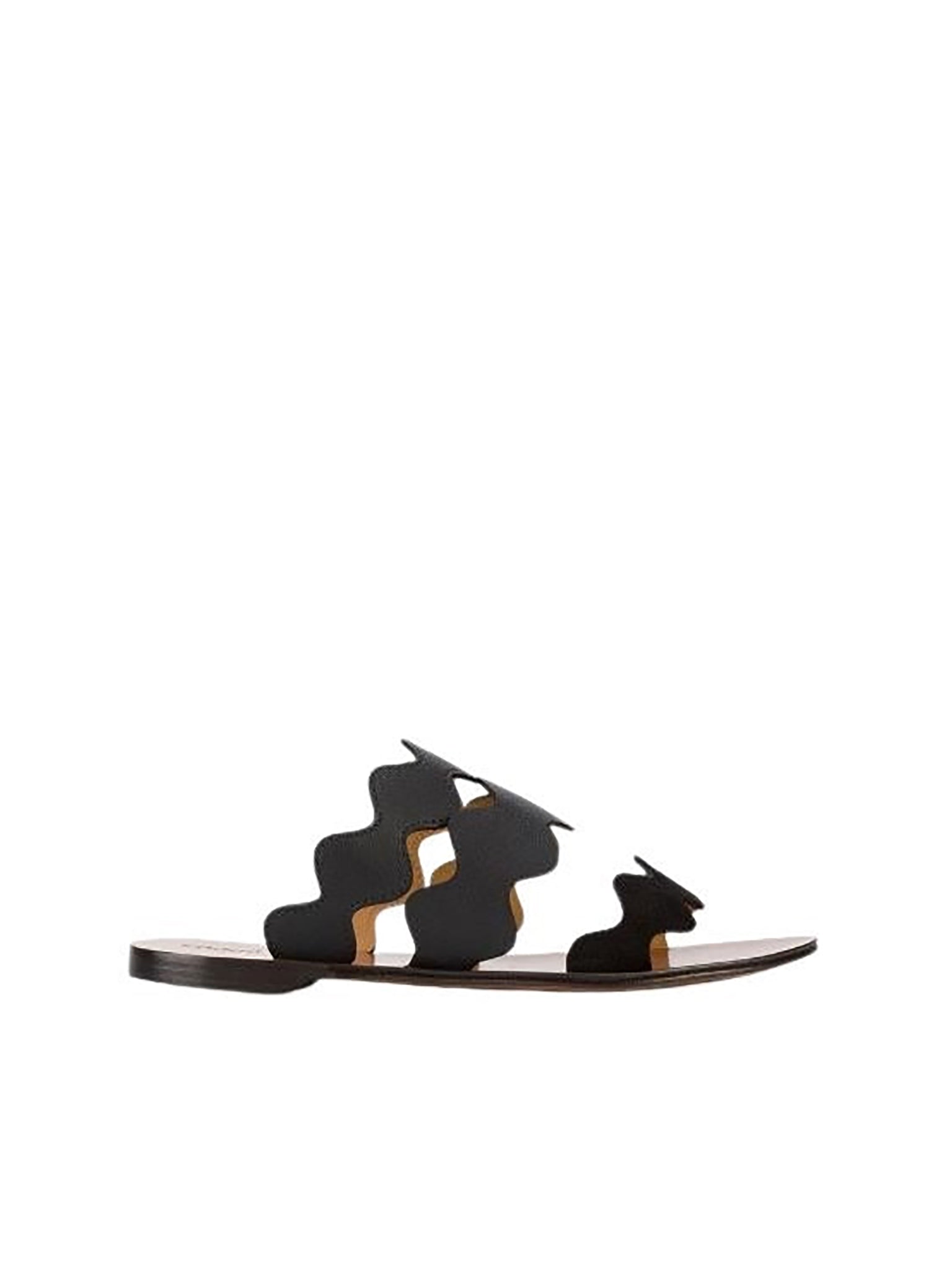 Sandales Lauren plates en cuir lisse - Black