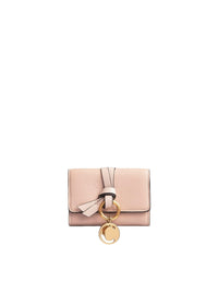 Mini portefeuille à trois volets Alphabet en cuir - Blush Nude