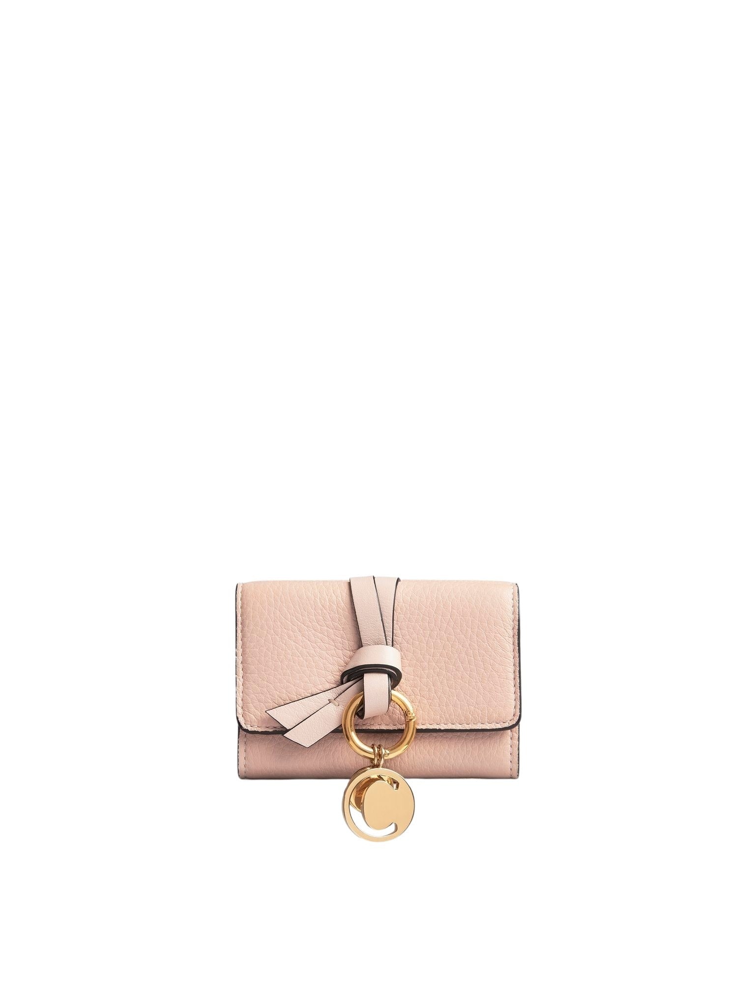 Mini portefeuille à trois volets Alphabet en cuir - Blush Nude